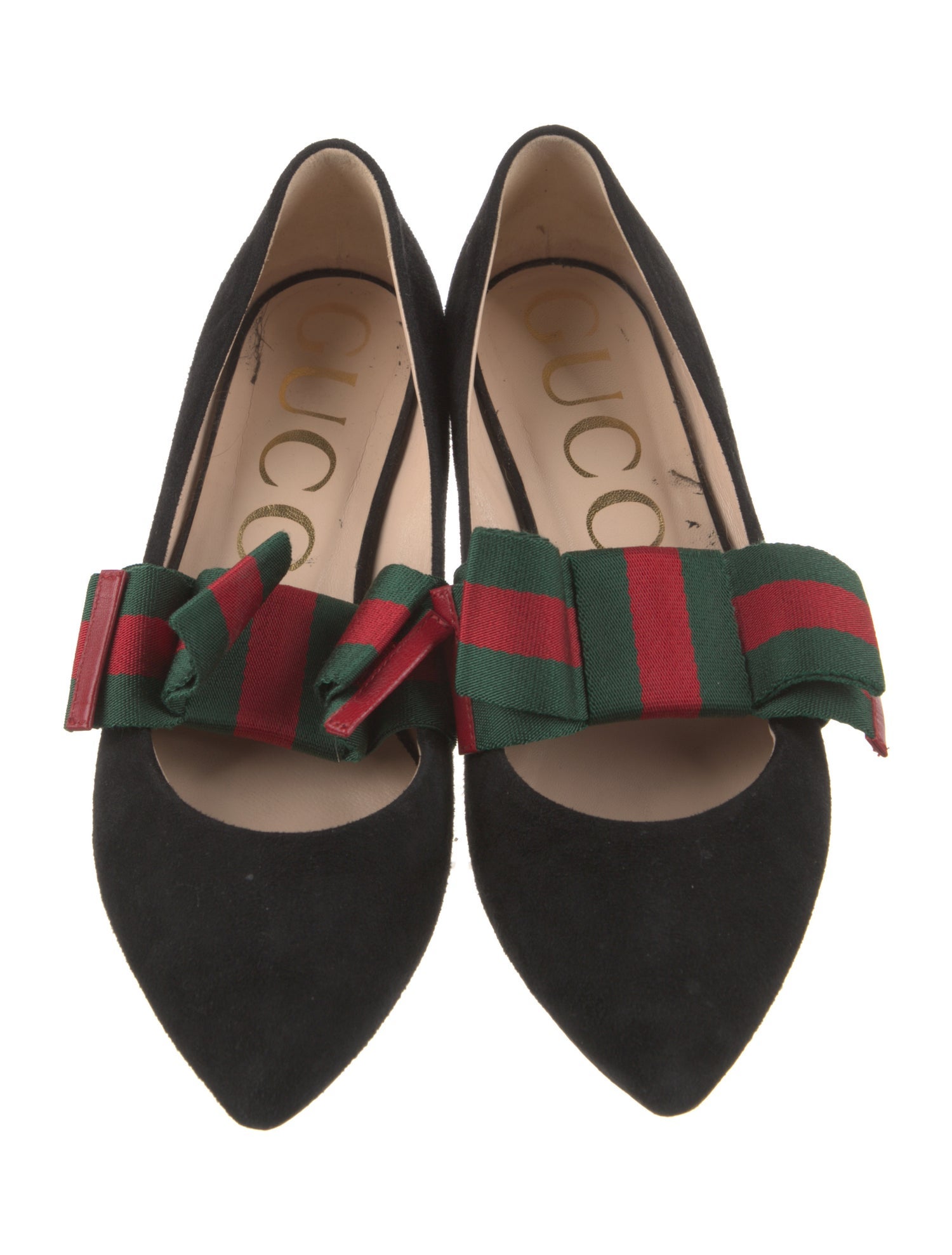 Gucci Web Accent Suede Mary Jane Flats